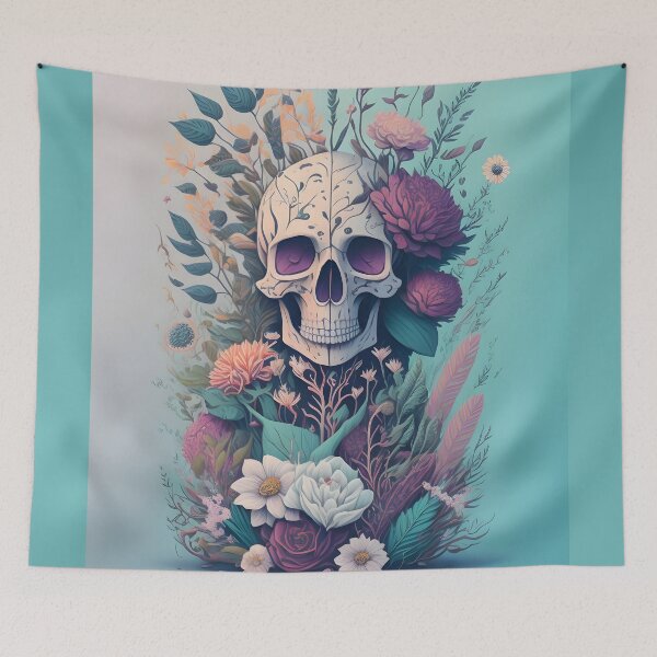 Item preview, Floral Skull With Low-Poly designed and sold by MudbloodStore.