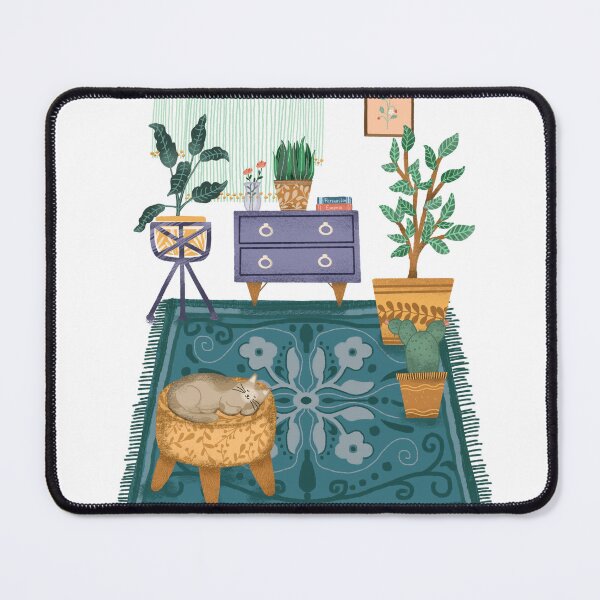Item preview, Grey cat sleeping on three legged chair in cozy room designed and sold by pinkyfish1010.