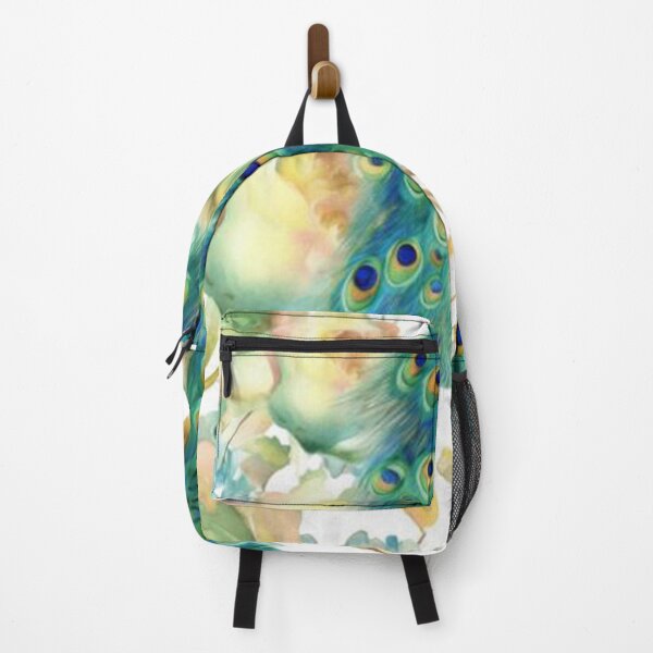 Artikelvorschau, Aquarell Pfau Teal Seidendruck entworfen und verkauft von Naomi Gutierrez Parrish.