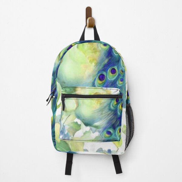 Artikelvorschau, Aquarell Pfau Teal Seidendruck entworfen und verkauft von Naomi Gutierrez Parrish.