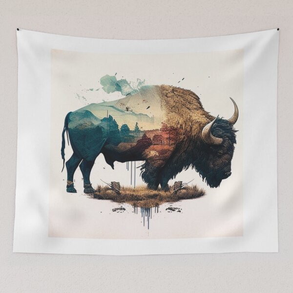 Item preview, Artistic Bison with Wild West Scene designed and sold by PaperieJennifer.