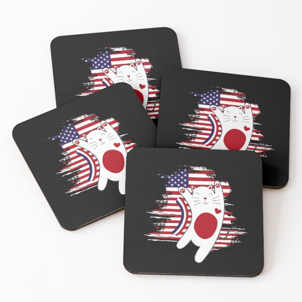 Item preview, Patriotic sweet cat, american flag and hearts, USA flag designed and sold by Erry-ewell.