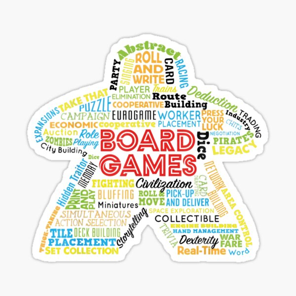 Meeple Board Game Geek Word Art' Sticker