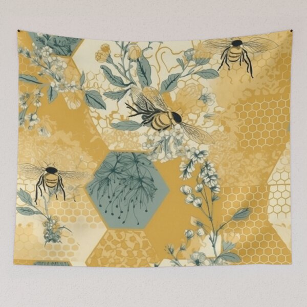 Item preview, Honey Comb Bee Print designed and sold by HandCraftedArt.