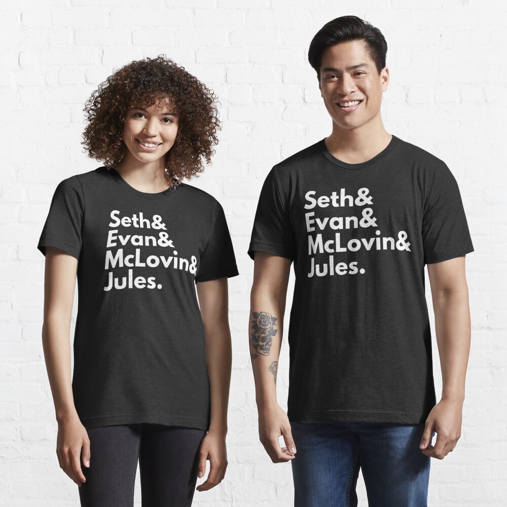Discover Seth And Even And McLovin And Jules - Superbad Cast | Essential T-Shirt 