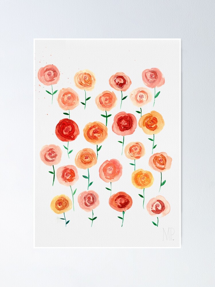 Poster, Life Is Peachy Roses designed and sold by creativelyhue