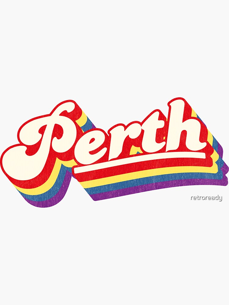 "Perth, WA Retro Rainbow" Sticker for Sale by retroready Redbubble