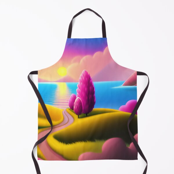 Item preview, Beach Sunset Fantasy in Cartoon Style with a Pink Paradise Mountain designed and sold by stylishdzign.