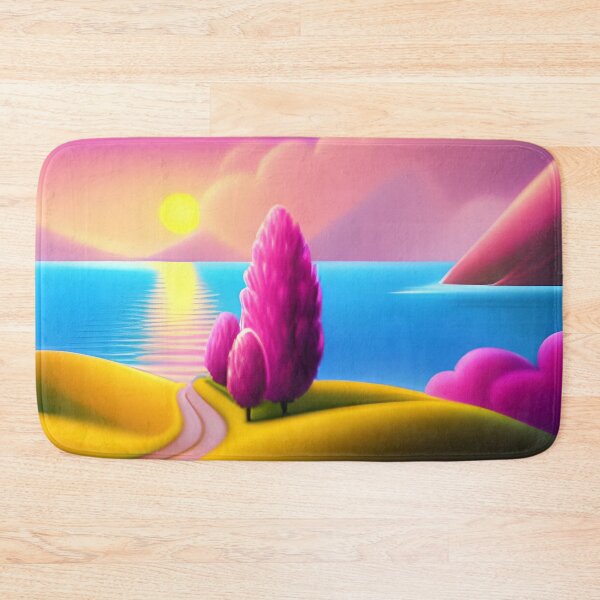 Item preview, Beach Sunset Fantasy in Cartoon Style with a Pink Paradise Mountain designed and sold by stylishdzign.