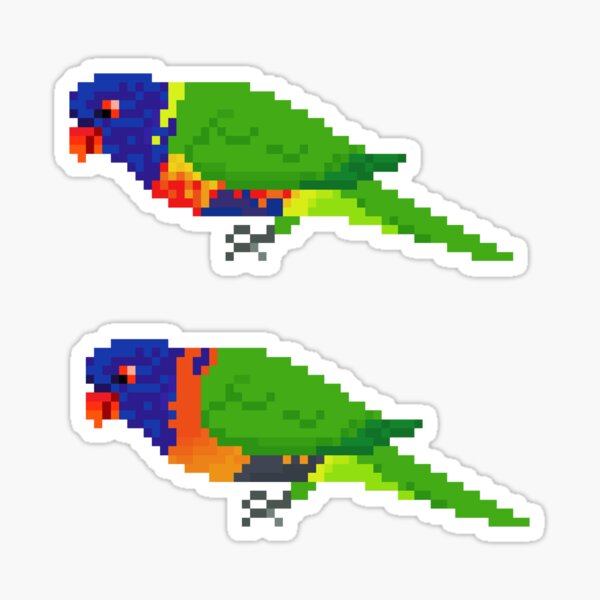 Pixel rainbow lorikeet x 2 Sticker