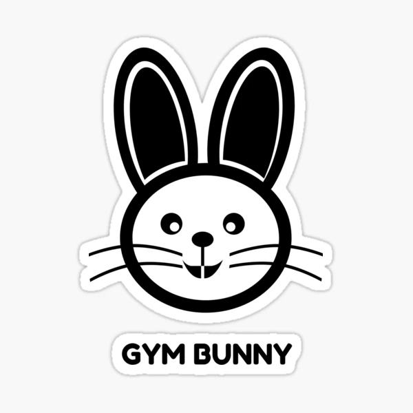 Buff Bunny with logo Sticker for Sale by justjakk