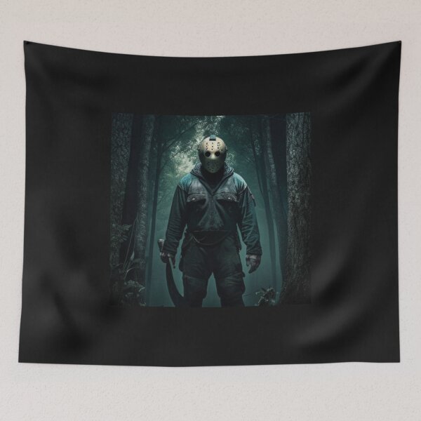 Item preview, Jason Voorhees in a dark forest with his machete (Friday the 13th) designed and sold by ghost3d.