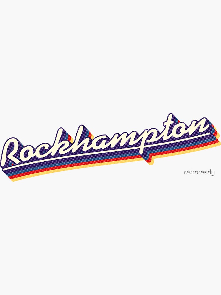 "Rockhampton, QLD Retro Rainbow" Sticker by retroready Redbubble