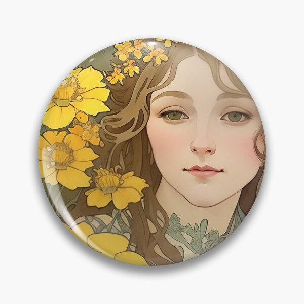 Item preview,  beautiful watercolor portrait of a girl in a flower garden designed and sold by basitcv.