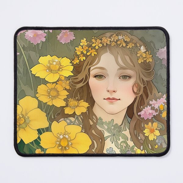 Item preview,  beautiful watercolor portrait of a girl in a flower garden designed and sold by basitcv.