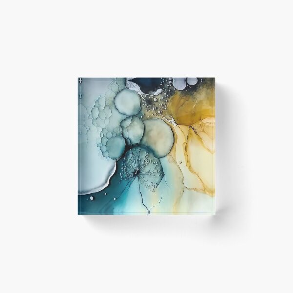 Aperçu de l'œuvre Teal and Orange Alcohol Ink Art créée et vendue par BilgePaksoylu.