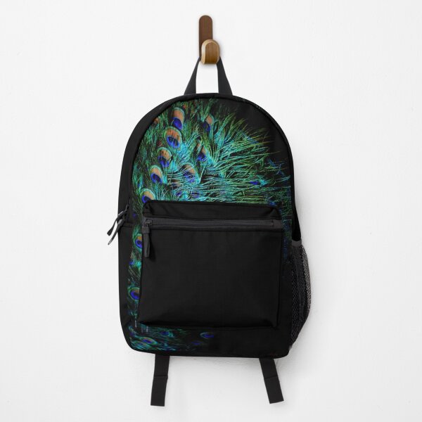 Item preview, Peacock feathers on a black background designed and sold by by-jwp.