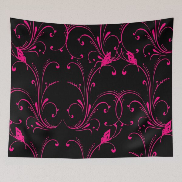Item preview, Abstract Neon Pink Floral On Black designed and sold by calibrit.
