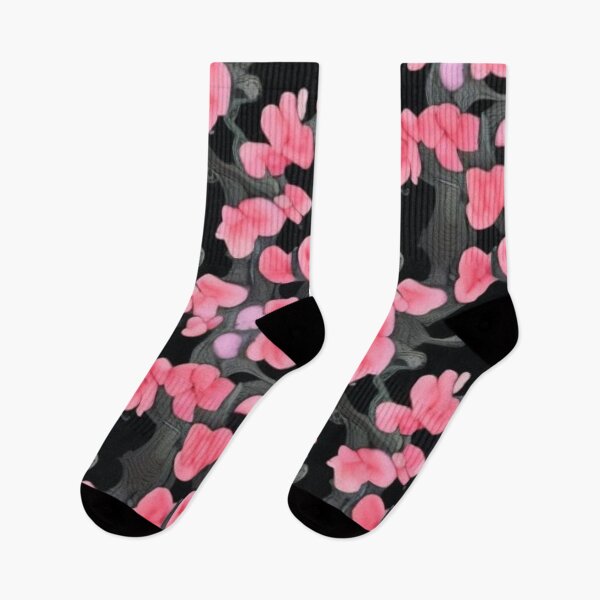 Item preview, Abstract Pink Floral Cherry Blossoms on Black designed and sold by calibrit.