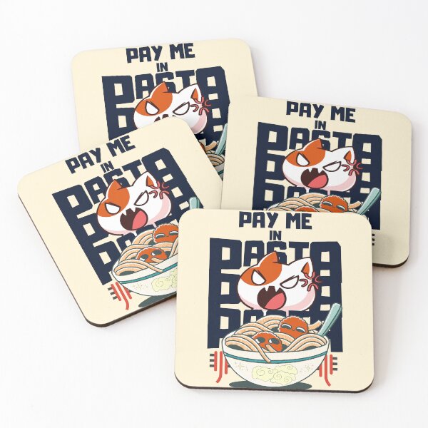 Item preview, Pay Me In Pasta Text Strange-Angry Cat on His Pasta designed and sold by LittleZea.