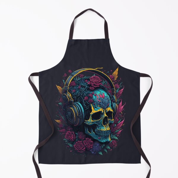Item preview, Skull With Flowers And Headphones designed and sold by RockBeeDesigns.