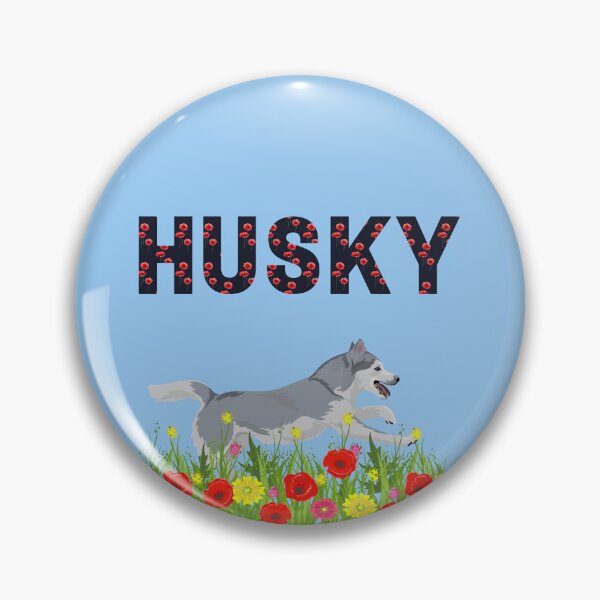 Item preview, Siberian Husky Dog Jumping in Poppy Flower Meadow designed and sold by SeasonalDogs.