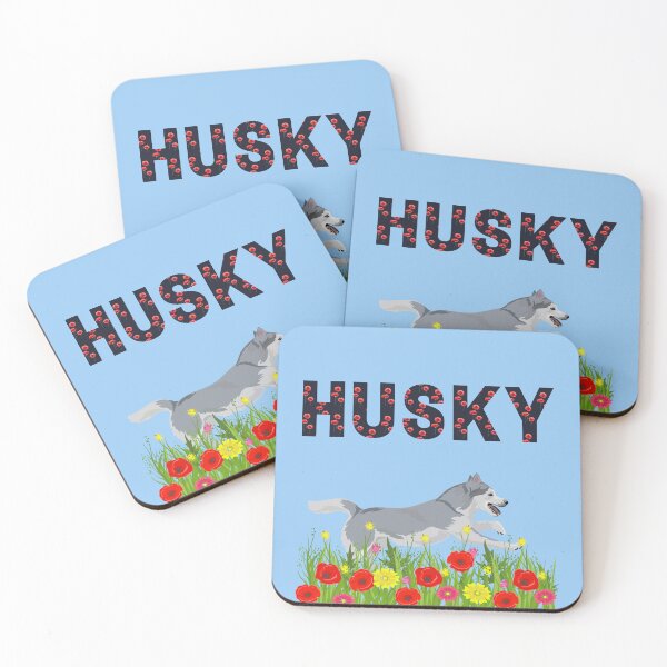 Item preview, Siberian Husky Dog Jumping in Poppy Flower Meadow designed and sold by SeasonalDogs.