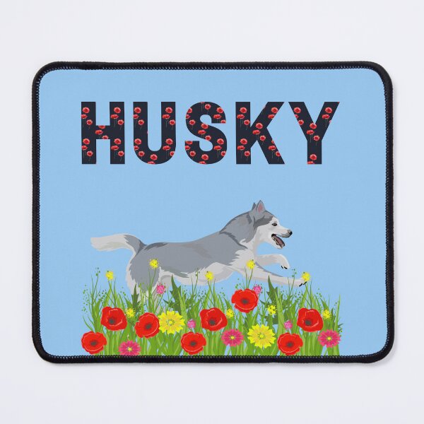 Item preview, Siberian Husky Dog Jumping in Poppy Flower Meadow designed and sold by SeasonalDogs.