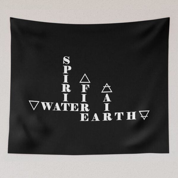 Item preview, Earth Air Fire Water Spirit - White on Black designed and sold by MagicalCreative.