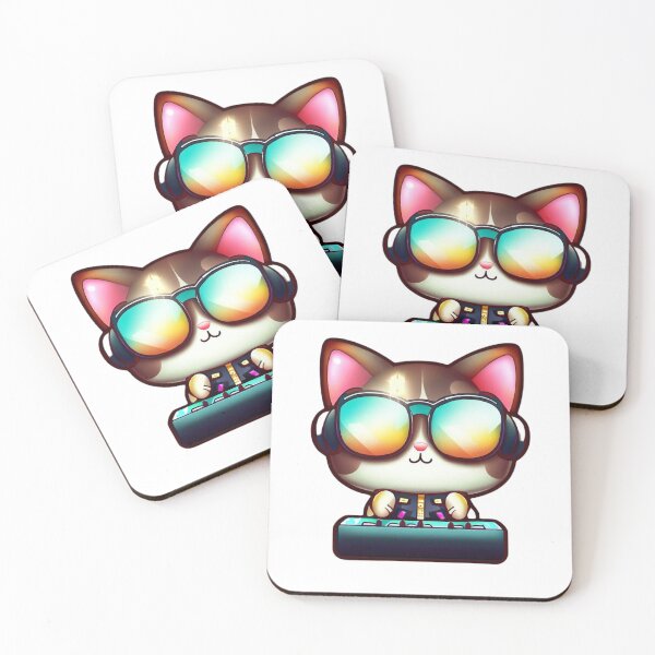Item preview, Cute DJ Cat designed and sold by KawaiiPixelArt.