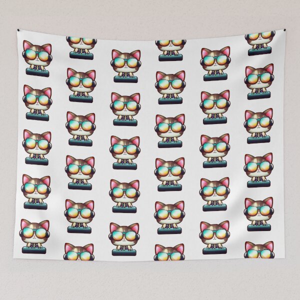 Item preview, Cute DJ Cat designed and sold by KawaiiPixelArt.