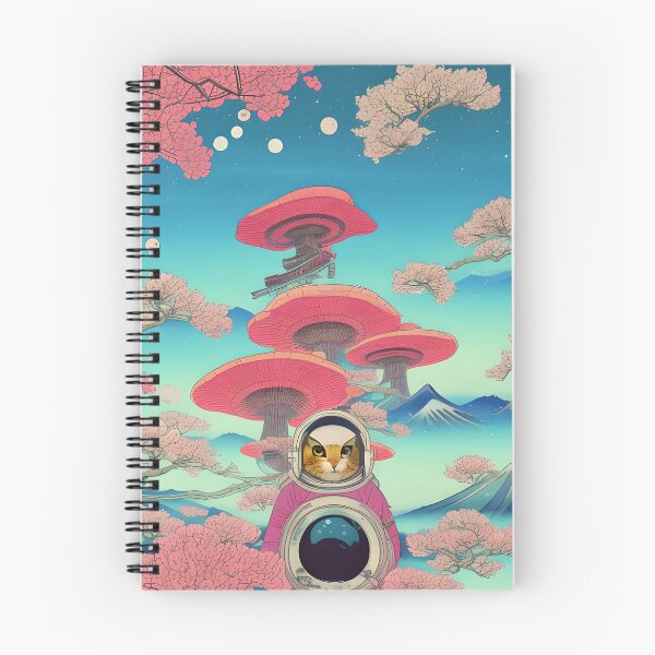 Item preview, Space cat cartoon. Alien planet cat. Japanese edo art mushroom cat. Crazy space cat illustration.  designed and sold by KumoMachina.