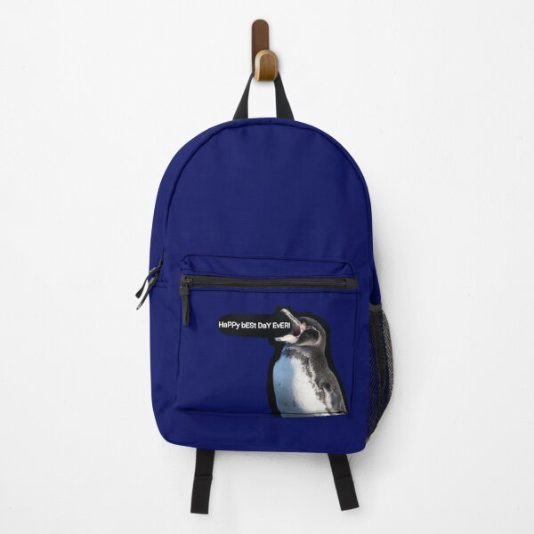 Item preview, Galapagos Penguin best day ever (Dark Blue #060D5B Background) designed and sold by SBPenguins.