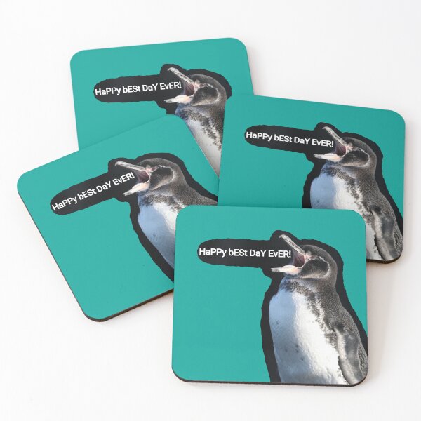 Item preview, Galapagos Penguin best day ever (Teal #03A096 Background)  designed and sold by SBPenguins.