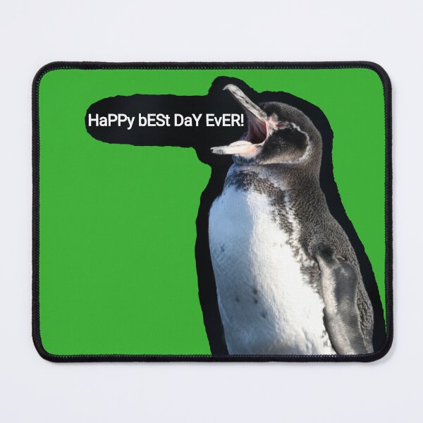 Item preview, Galapagos Penguin best day ever (Bright Green #35B02C Background) designed and sold by SBPenguins.