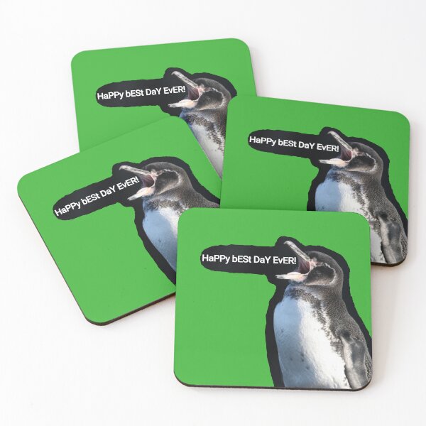 Item preview, Galapagos Penguin best day ever (Bright Green #35B02C Background)  designed and sold by SBPenguins.