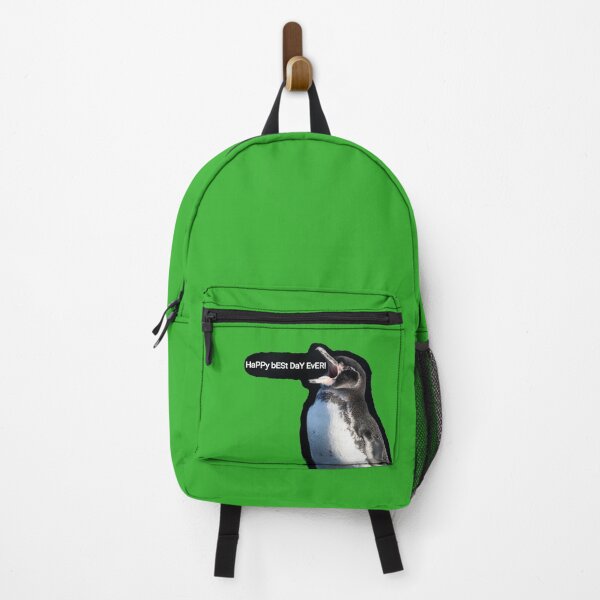 Item preview, Galapagos Penguin best day ever (Bright Green #35B02C Background) designed and sold by SBPenguins.