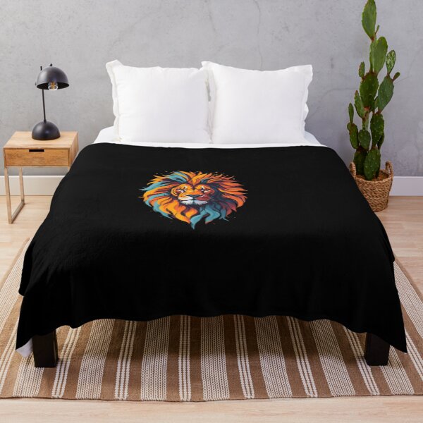 Item preview, Colorful Sunset Lion Head - Abstract Lion Portrait Illustration designed and sold by Cawaiico.
