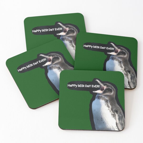 Item preview, Galapagos Penguin best day ever (Dark Green #014606 Background)  designed and sold by SBPenguins.