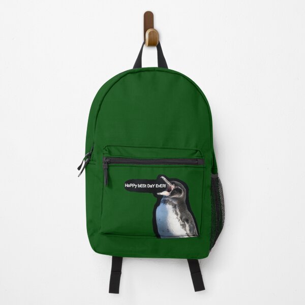 Item preview, Galapagos Penguin best day ever (Dark Green #014606 Background) designed and sold by SBPenguins.