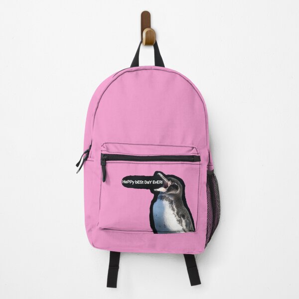Item preview, Galapagos Penguin best day ever (Pink #F699CD Background) designed and sold by SBPenguins.