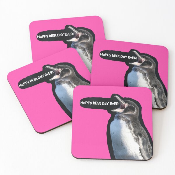 Item preview, Galapagos Penguin best day ever (Fuchsia #FC46AA Background)  designed and sold by SBPenguins.