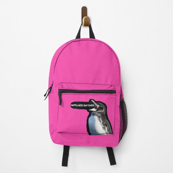 Item preview, Galapagos Penguin best day ever (Fuchsia #FC46AA Background) designed and sold by SBPenguins.
