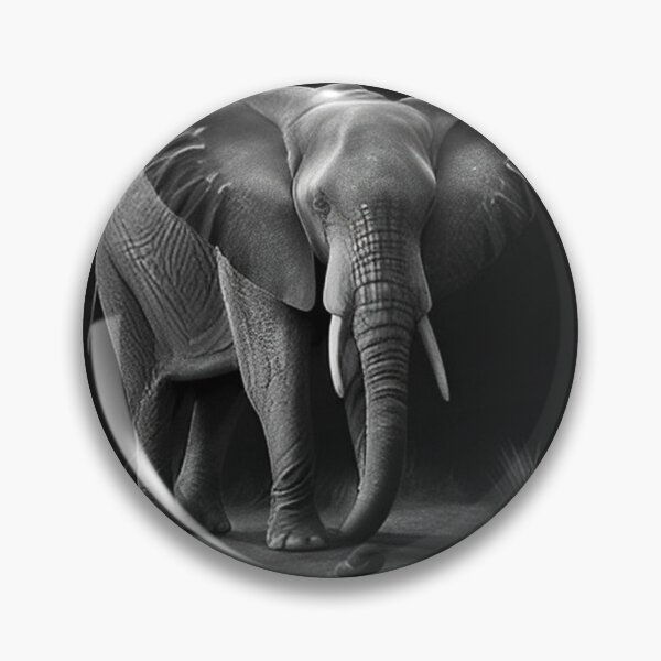 Item preview, Pencil-drawn African Elephant - High-Quality Black and White Design designed and sold by Pencil-Art.