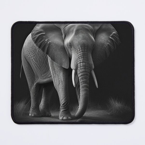 Item preview, Pencil-drawn African Elephant - High-Quality Black and White Design designed and sold by Pencil-Art.