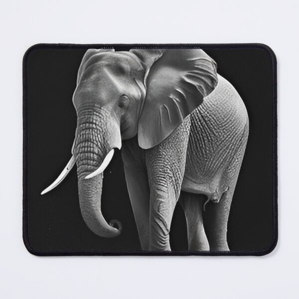 Item preview, Pencil-drawn African Elephant - High-Quality Black and White Design designed and sold by Pencil-Art.