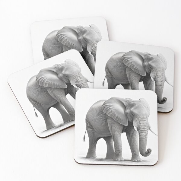 Item preview, Pencil-drawn African Elephant - High-Quality Black and White Design designed and sold by Pencil-Art.