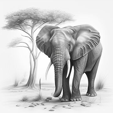 MuchoWow - Impression sur verre Éléphant - Noir - Blanc - Animaux