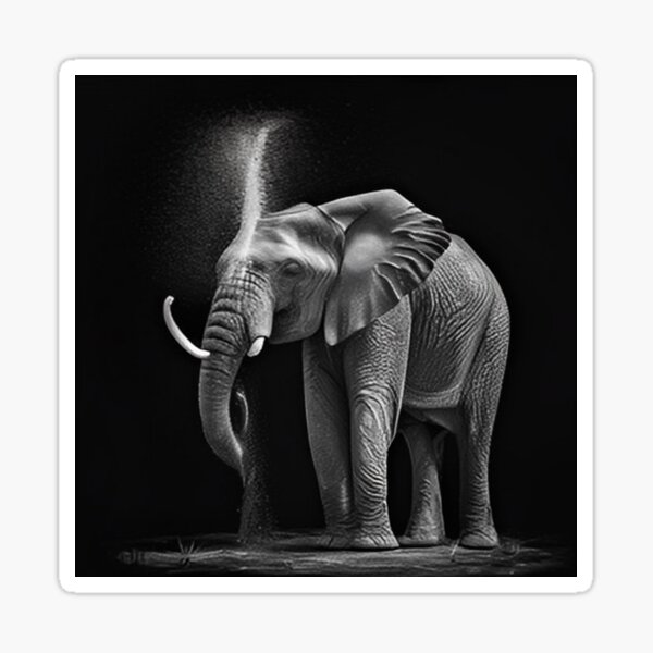 Pencil-drawn African Elephant - High-Quality Black and White Design  Sticker for Sale by Pencil-Art