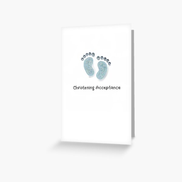 Item preview, Baby Feet Blue Christening Acceptance Card designed and sold by Kirstie Brown Designs.
